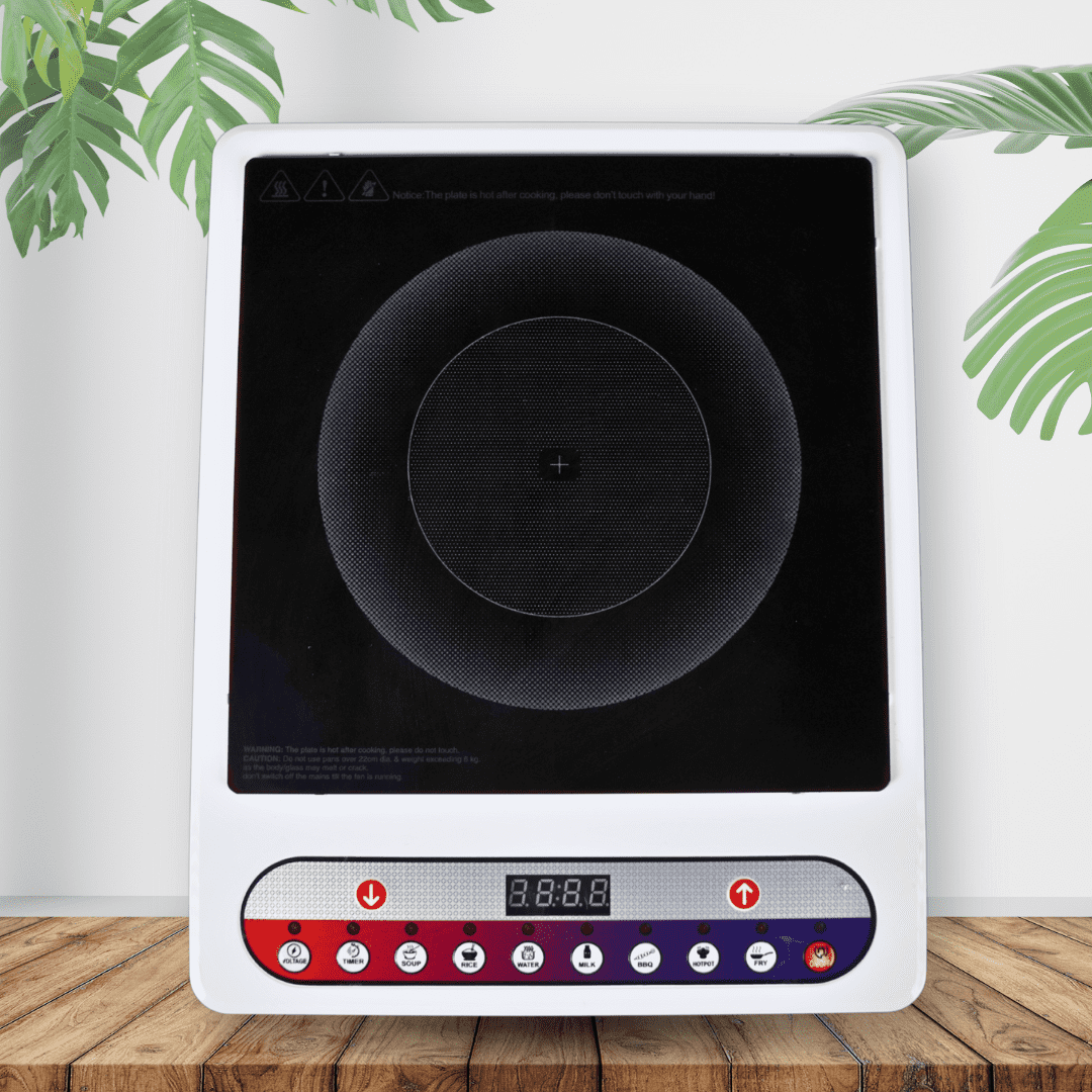 Korbax KB6 Induction Cooktop – 1400W Crystal Glass with Full Touch Display & 7 Cooking Modes
